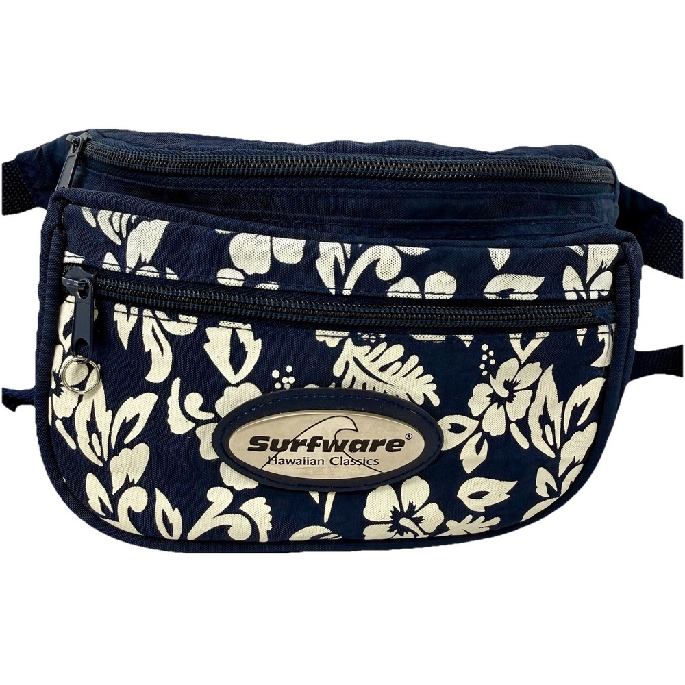Surfware Hawaiian Classics Fanny Pack Navy Floral Waist Bag Hip Pack Hawaii Vibe